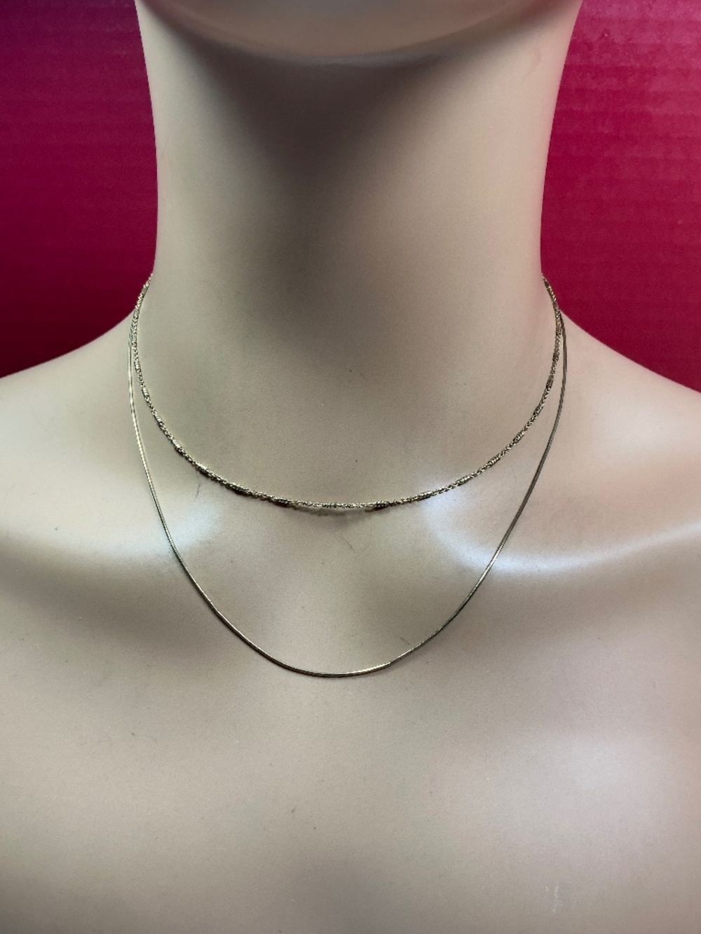AV Sterling Silver Gold Plated Layered Necklace. 14 to 16 inches long